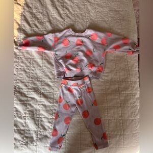 Zara Matching Orange Set, plush sweatshirt and rib leggings